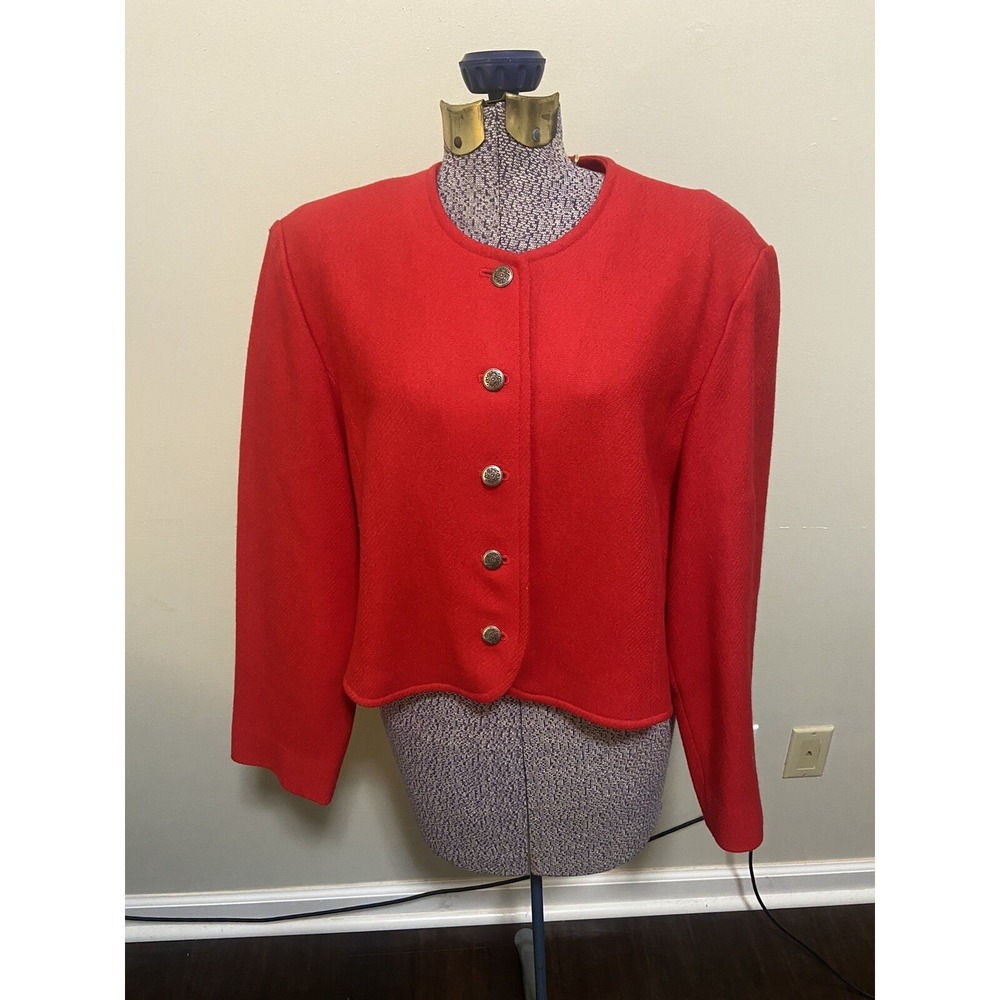Pendleton Blazer Jacket Coat Unlined Button‎ Up Red Wool Womens Sz 16